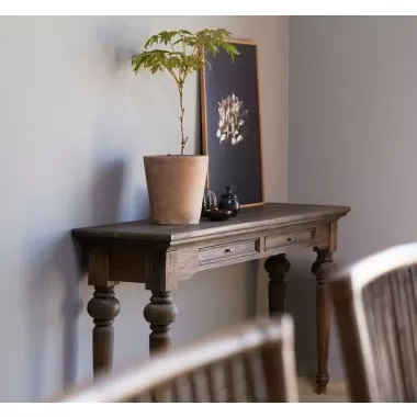 Solid Teak Console Table - Angled View