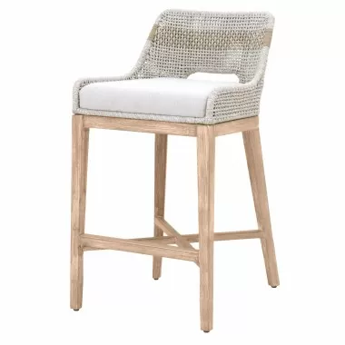Essentials For Living Tapestry Barstool in Taupe White - Front Side Angle