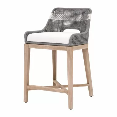 Essentials For Living Tapestry Counter Stool in Dove Flat Rope - Front Side Angle