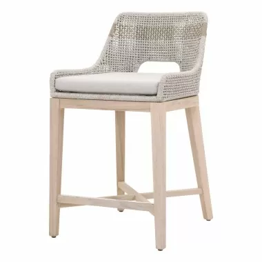 Essentials For Living Tapestry Outdoor Counter Stool in Taupe - Front Side Angle