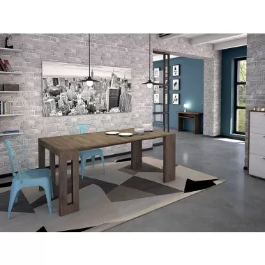 ERIKA Console Table In Dark Oak Wood Grain Melamine - Lifestyle