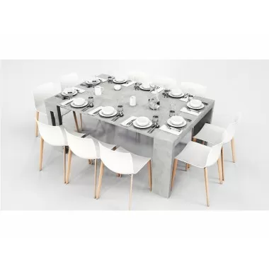 Casabianca Elasto Melamine Extendable Console / Dining Table - Gray Cement