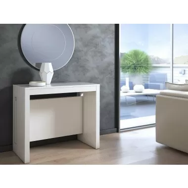 ELASTO Console Table In White Wood Grain Melamine - Lifestyle 2