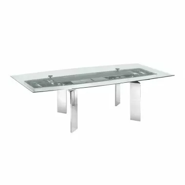 Casabianca ASTOR Non-extendable Frame Dining Table With Polished Stainless Steel Base