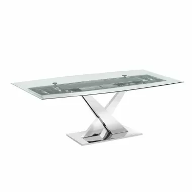 Casabianca X BASE Non-extendable Frame Dining Table With Polished Stainless Steel Base
