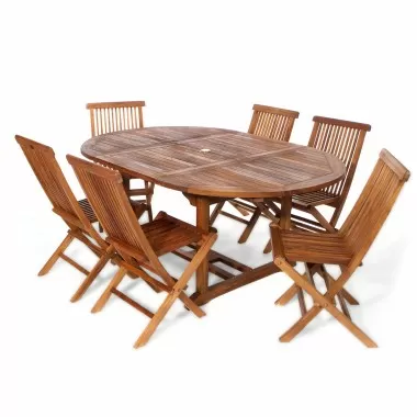 7-Piece Oval Folding Chair Set 