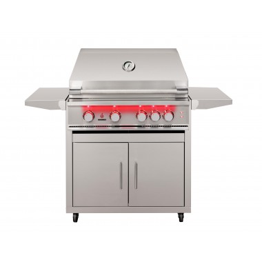TrueFlame Deluxe Cart With Fold-Down Side Shelves - Grill Closed
