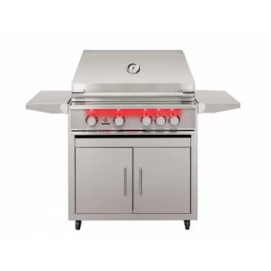 TrueFlame Deluxe Cart With Fold-Down Side Shelves - Grill Closed