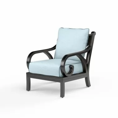 Monterey Club Chair in Canvas Skyline w/ Self Welt - Front Side Angle