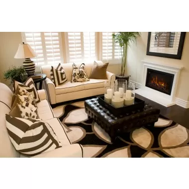 Amantii 30” Fireplace With A Steel Trim and Glass Inlay - 10 Piece Log Set With Remote And Cord - Lifestyle 1