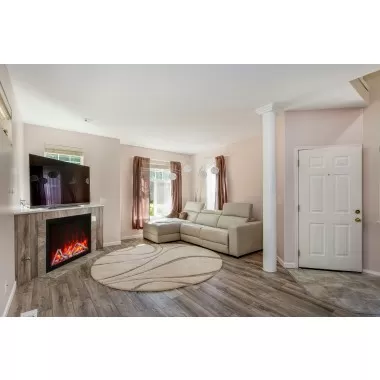 Amantii 44” Fireplace With A Steel Trim and Glass Inlay - 20 Piece Log Set With Remote And Cord - Lifestyle 1