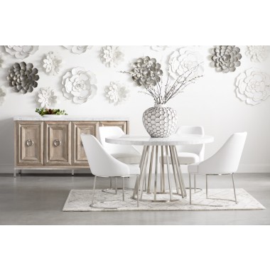 Turino Carrera 54 Round Dining Table Base - Brushed Stainless Steel - Lifestyle