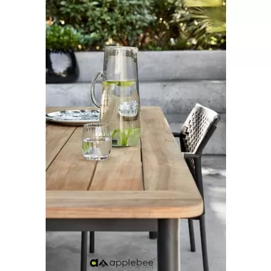 Alfresco Home Equator 95" Rectangular Teak Top Dining Table - Lifestyle