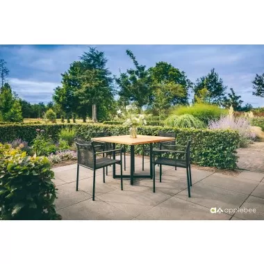 Alfresco Home Jakarta 43" Square Teak Top Dining Table - Lifestyle