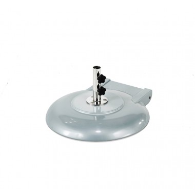 100 Pound - 24" Diameter Concrete Filled Aluminum Shell Umbrella Base With Wheels - Silver Mist