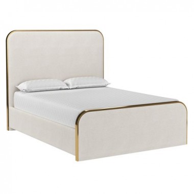 Sunpan Tometi Bed Queen Chacha Cream - Front Side Angle