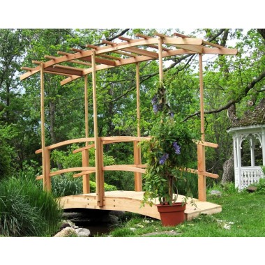 Monet's Red Cedar Bridge w/ Curved Wisteria Canopy