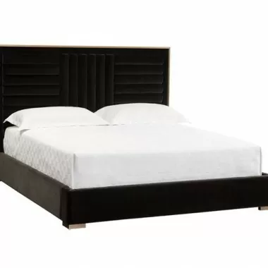 Sunpan Mabel Bed Queen in Abbington Charred Brown - Front Side Angle