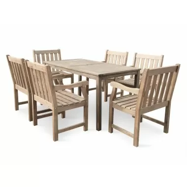 Renaissance Eco-friendly 7-piece Outdoor Hand-scraped Hardwood Dining Set with Rectangle Table and Arm Chairs