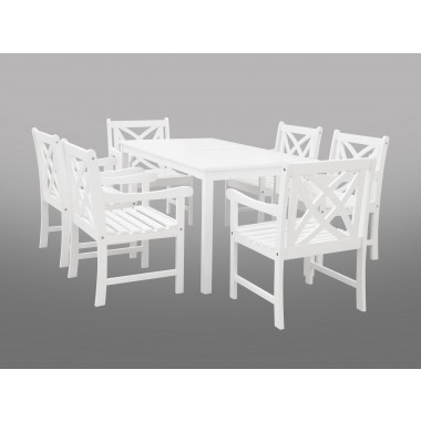 Bradley Eco-friendly 7-piece Outdoor White Hardwood Dining Set with Rectangle Table and Arm Chairs