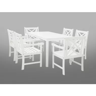 Bradley Eco-friendly 7-piece Outdoor White Hardwood Dining Set with Rectangle Table and Arm Chairs
