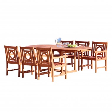 Malibu Outdoor 7-piece Wood Patio Dining Set with Extension Table - White BG