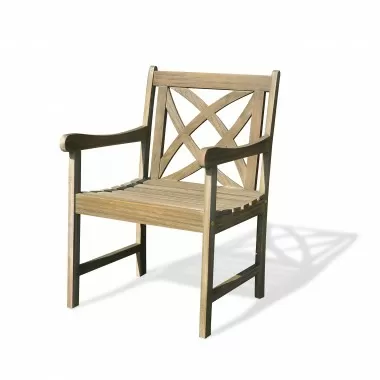 Renaissance Eco-friendly Outdoor Hand-scraped Hardwood Garden Arm Chair