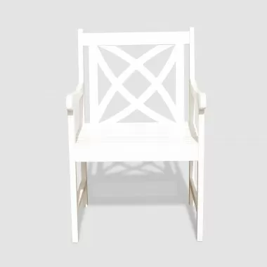 Bradley Eco-friendly Outdoor White Hardwood Garden Arm Chair - Front