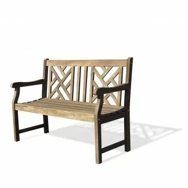 Renaissance Eco-friendly 4-foot Outdoor Hand-scraped Hardwood Garden Bench - Angled