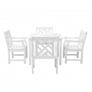 Bradley Outdoor 5-piece Wood Patio Stacking Table Dining Set - White BG