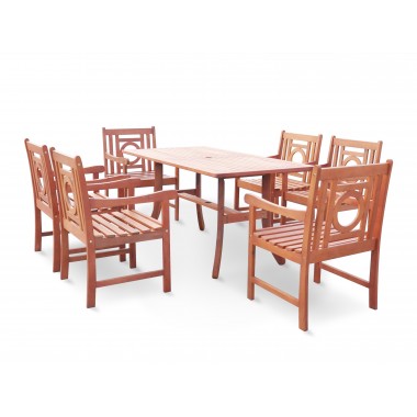 Malibu Eco-friendly 7-piece Outdoor Hardwood Dining Set with Rectangle Table and Arm Chairs