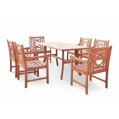 Malibu Eco-friendly 7-piece Outdoor Hardwood Dining Set with Rectangle Table and Arm Chairs