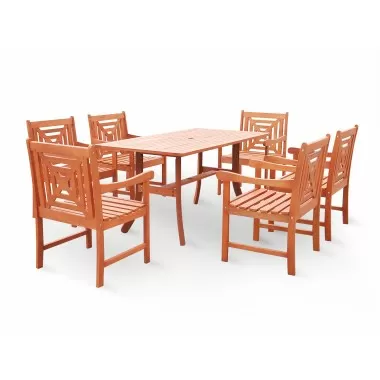 Malibu Eco-friendly 7-piece Outdoor Hardwood Dining Set with Rectangle Table and Arm Chairs