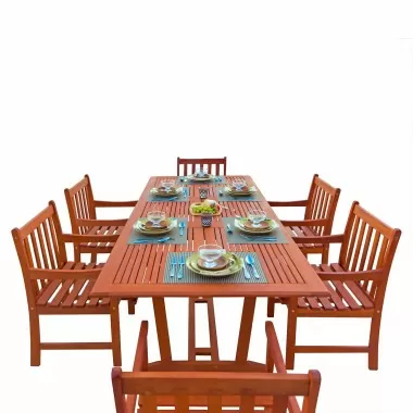 Malibu Outdoor 7-piece Wood Patio Dining Set with Extension Table - White BG