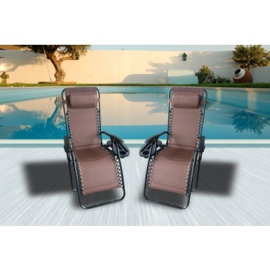 Zero Gravity Recliner/Lounger with Cup Holder - Brown 