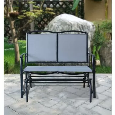 Bellini Home and Garden Devani Loveseat Glider- Black Frame/Mixed Grey Mesh