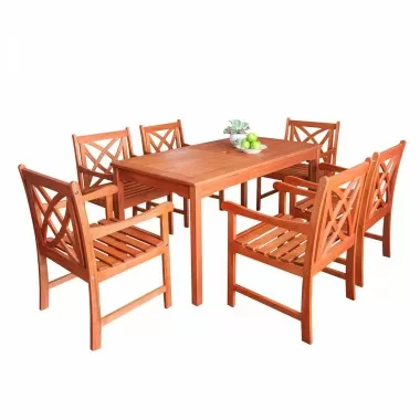 Malibu Outdoor 7-piece Wood Patio Dining Set - White BG