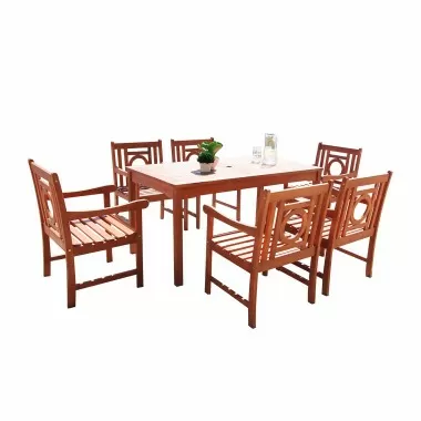 Malibu Outdoor 7-piece Wood Patio Dining Set - White BG