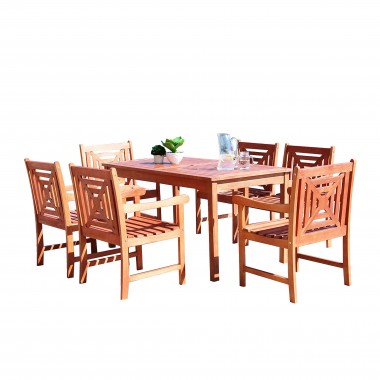 Malibu Outdoor 7-piece Wood Patio Dining Set - White BG