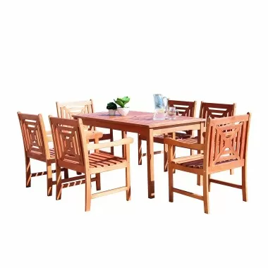 Malibu Outdoor 7-piece Wood Patio Dining Set - White BG