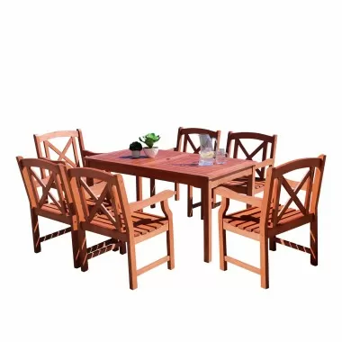 Malibu Outdoor 7-piece Wood Patio Dining Set - White BG