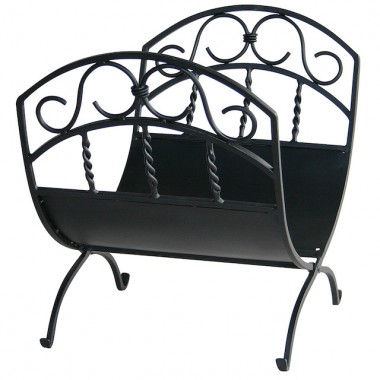 Mr. Bar-B-Q UniFlame® Black Wrought Iron Log Holder with Scrolls