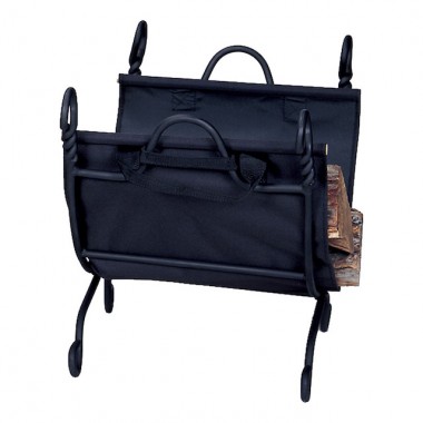 Mr. Bar-B-Q UniFlame® Ring Swirl Black Log Holder with Canvas Carrier