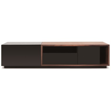 J&M Furniture TV Stand 047 in Black High Gloss & Walnut