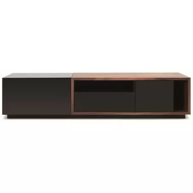 J&M Furniture TV Stand 047 in Black High Gloss & Walnut