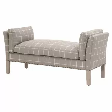 Warner Bench - Windowpane Pebble - Front Side Angle