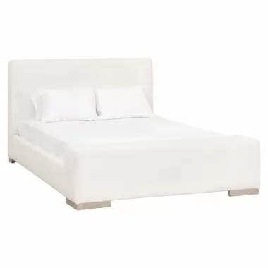 Essentials For Living Warren Standard King Bed - Performance Boucle Snow, Natural Gray Oak - Front Side Angle
