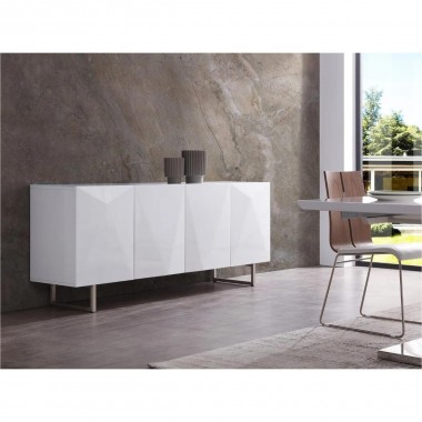 Whiteline Modern Living Paul Buffet With 5mm Pure Tempered Grey/White Glass Top