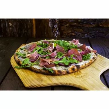 WPPO Ovens 12" x 24" Wooden Pizza Peel (Launch Pad) - 2 Pack - Lifestyle with Pizza