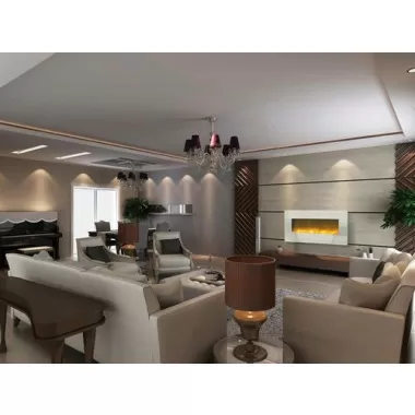 Amantii Electric Fireplace Fire and Ice Series 34" with 44" x 23" White Glass Surround